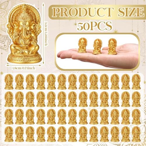 AceOrbit 150 Pcs Gold Ganesha Figurines, 1.26 Inch Resin Hindu Party Favors - Image 3