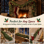 Grooy 6FT Christmas Norfolk Pine Garlands Set of 2 for Mantel Decor - Image 6