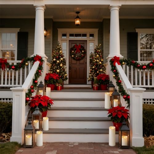 Homemory 4"x9" Outdoor Waterproof Flameless Candles with Timers and Remote Control, Battery Operated Candles, LED Plastic Candles, Ivory White, Set of 2 - Image 7