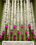 Divyakosh Jasmine Flowers with Lotus Budds (Set of 12) for Home Decoration, hangings for Interior Decoration. Garlands,Thoranam, Temple Decorative Item by Divyakosh