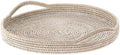 KOUBOO La Jolla Rattan Serving Tray with Handles, White, Ottoman Tray by KOUBOO