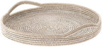 KOUBOO La Jolla Rattan Serving Tray with Handles, White, Ottoman Tray by KOUBOO