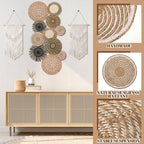 Tatuo 11 Pcs Boho Wall Basket Decor Bulrush Woven Wall Hanging Art Round Farmhouse Rustic Handmade Wicker for Summer Home, Bedroom, Living Room, Kitchen Decorations, Multi Sizes(Flower) - Image 4