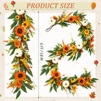 Riceshoot Fall Garland 6 Ft Sunflower Pumpkin Mantel Thanksgiving Decor - Image 2