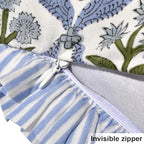 Ridhi Block Print Light Steel Blue Throw Pillow Cover 16" x 16" (Pack of 2) Decorative Cushion Covers with Ruffle for Couch, Sofa, Bed, Living Room, Home Decor Gift for Spring, Easter, Valentine - Image 3