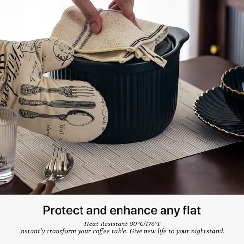 LEXMORE Placemats Set of 12 Vinyl/Plastic Woven Place Mats for Kitchen Table Indoor/Outdoor Washable Placemat Wipeable Dining Table Mats(Pale Beige) - Image 5