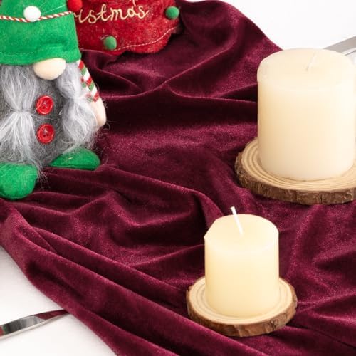 DeZerlor 3pcs Burgundy Fall Winter Velvet Table Runner 20 x 120 Inch - Image 3