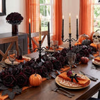 Auihiay 60Pcs Black Artificial Roses, Faux Halloween Flowers, Balck Roses - Image 3