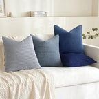 MIULEE Blue Decorative Pillow Covers 18x18 Inch Set of 4 Boho Western Farmhouse Home Decor Couch Throw Pillows Summer Coastal Corduroy Pillowcases Industrial for Sofa Living Room Bed (Pack of 2) - Image 2