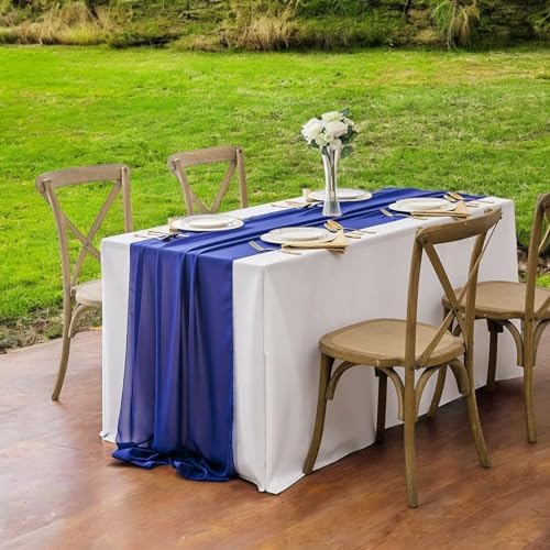 MDS Pack of 10 | Royal Blue | 14ft Chiffon Table Runner 29x170 Inches Long Romantic Rustic Sheer Gauze Runner for Wedding Bridal Shower Birthday Banquets Engagement Spring Easter Boho Decorations - Image 6