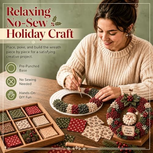 Oanruyan 12 Inch Large Christmas Wreath 3D Fabric Poke Art Kits (4PCS-B) - Image 4