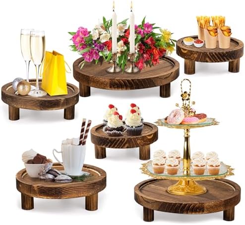 6PCS Wooden Risers for Display Wood Cake Stand for Party, Round Food Risers by Unknown