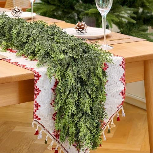 2 PCS 6FT Christmas Artificial Cedar Garland for Mantel - Image 3