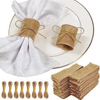 Natural Burlap Napkin Rings Set of 200 pcs with Jute Rope,Disposable Napkin Bands Bulk,Rustic Serviette Ring for Tables,Decorations,Wedding,Dinner,Country Party Decor by Wlirantim