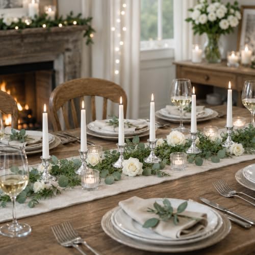 zeochyni Set of 12 Silver Taper Candle Holders for Home Deco - Image 6