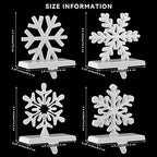 URATOT Pack of 4 Christmas Stocking Holders Snowflake Stocking Hangers Mantel Stocking Hooks for Christmas Decoration, White - Image 2