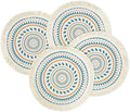 Fennco Styles Boho Geometric Fringe Decorative Cotton Placemats 13-inch Round, Set of 4 - Green Heat Resistant Insulation Table Mats for Home Decor, Dining Table, Banquets and Special Events by FenncoStyles