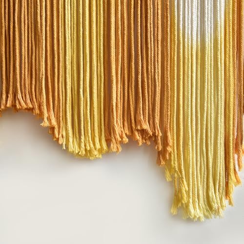 IOWER Macrame Wall Hanging Yellow Dip Dye Boho Fiber Wall Decor 27" x 26.8" - Image 7
