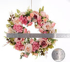 Peony Spring Wreaths for Front Door Outside Rose Summer Door Wreath Full 15 Inch Handmade Fall Winter Wreaths for Front Door Wall Window Decor - Image 2
