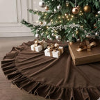 Velvet Christmas Tree Skirt, 60 Inches Darkbrown Ruffled Velvet Christmas Tree Skirt,Rustic Vintage Xmas Tree Skirt for Party Decorations by DegGod