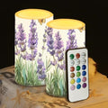 Lavender Flameless Candles 2 Pack 6 x 3 inch Battery Operated Candles with Multicolor Timer Remote Control LED Fake Candles for Warm Light Dinner Table Home Decor by WelcometoLuarisgur
