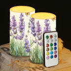 Lavender Flameless Candles 2 Pack 6 x 3 inch Battery Operated Candles with Multicolor Timer Remote Control LED Fake Candles for Warm Light Dinner Table Home Decor by WelcometoLuarisgur