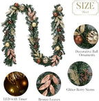Valery Madelyn 9 Ft Christmas Garland with Lights for Mantle Copper Gold - Image 6