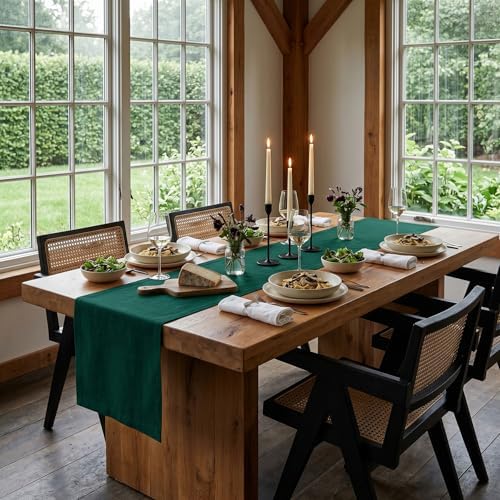 Solino Home 100% Pure Linen Table Runner Rainforest Woven, Fete 14 x 72 in - Image 2