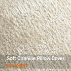 DEZENE Pack of 2 Beige Decorative Throw Pillow Covers 22x22 Cozy Soft Chenille Accent Vintage Square Couch Pillow Covers for Home Decor Bed Sofa Living Room - Image 3