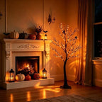 LITBLOOM Halloween Tree with Lights Plug in 4FT 150 Orange Fairy Lights, Lighted Black Spooky Tree for Indoor Outdoor Home Fall Halloween Decoration - Image 6