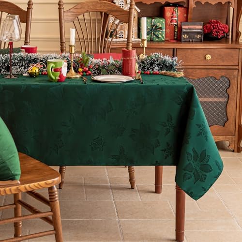 Softalker Christmas Jacquard Rectangle Tablecloth, 60 x 144 inch, Green by Softalker