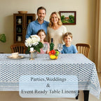 CPC Tablecloth 100% Cotton 60x90 Inch Indian Block Print Rectangle Table Cover, Washable Table Cloth for Weddings, Spring/Summer, Barbeque - Apatite Blue - Image 3