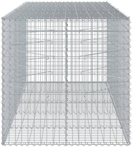 vidaXL Gabion Basket with Cover 98.4"x39.4"x39.4" Galvanized Iron - Image 6