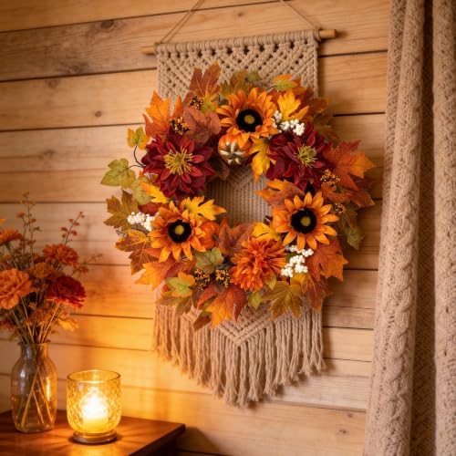 24" Large Red Flowers Fall Wreaths for Front Door - Image 6
