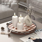 AMH 13-Inch Brown White Checkerboard Lazy Susan with Black Metal Rail - Image 3