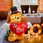 AerWo 4 FT Valentines Day Outdoor Decoration Inflatable Teddy Bear with Love Heart, Valentines Blow Up Yard Decorations with Build-in LED Lights Sweet Valentines Gift for Home Wedding Party Décor - Image 5