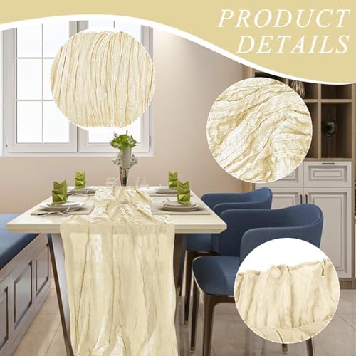 6 Pack Cheesecloth Table Runner 10Ft Christmas Gauze Boho Table Runners for Wedding Decor Bridal Shower Decorations Baby Shower Party(35" x 120") - Image 3