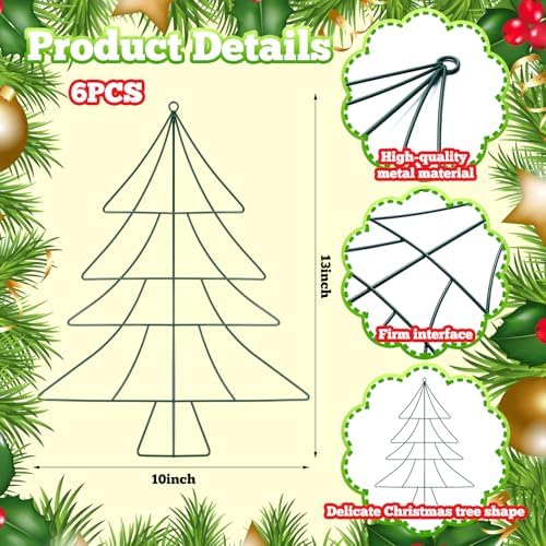 6 Pcs 13 Inch Christmas Wreath Christmas Tree Wire Wreath Frame - Image 4
