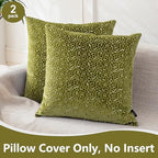 FIFU 22x22 Inch Throw Pillow Covers Set of 2, Jacquard Velvet, Olive Green - Image 2