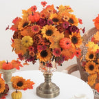 Mixed 12 Pcs Fall Artificial Flowers, Sunflower Peony Bouquet with Maple Leaves Pumpkins, Autumn Faux Floral Arrangements for Table,Thanksgiving, Halloween, Porch Planters, Garden Patio Outdoors Decor - Image 4