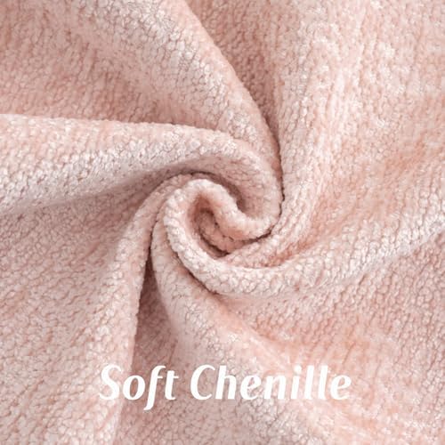 FUTEI Pack of 2 Chenille Soft Throw Pillow Covers 22x22 Inch, Pink - Image 2