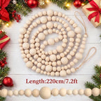Bucherry 4 Pcs Christmas Wood Bead Garland 28.8 Feet, Natural - Image 2