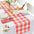 Cupuamon Fabric Checkered Table Runner 12 Pack Waterproof Gingham Table Runner 14W x 108L Buffalo Check Table Runners for Parties Kitchen Dining Wedding Banquet (Red and White) by Cupuamon