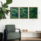 Japanese Nature Forest Wall Art Set of 3, Sage Green Moss Botanical Canvas Wall Decor Paintings, Vintage Mountain Landscape Zen Artwork Pictures Prints for Living Room Bedroom 16x24 Inch Framed - Image 4