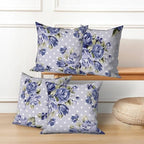 Blue Flower Throw Pillow Covers 26"x26" Set of 4, Retro Floral Decorative Pillowcases for Sofa Chair Couch Bed Living Room Office Car Garden Patio Farmhouse Indoor Outdoor - Image 5
