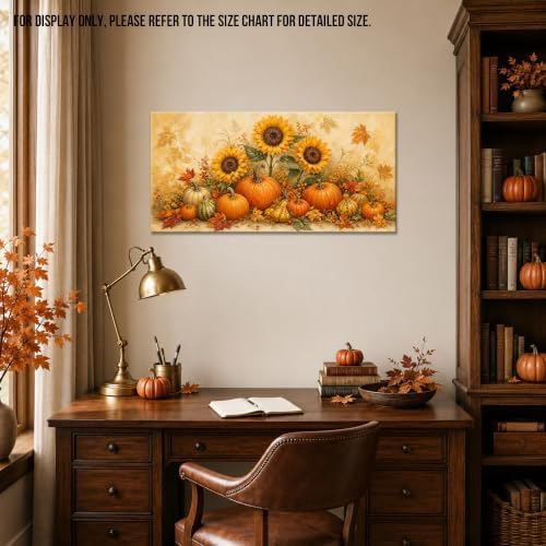 WAXWHELK Pumpkin Fall Canvas Wall Art, Autumn Thanksgiving Sunflower Harvest Painting Pictures, Rustic Farmhouse Artwork for Kitchen Bedroom Living Room Decor (12"x24") - Image 4