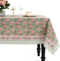 CPC Tablecloth 100% Cotton 70x118 Inch Indian Block Print Rectangle Table Cover, Table Cloth for Weddings, Spring/Summer, Barbeque - Tourmaline Pink by COTTONPRINTCLUB