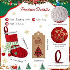24 Set Mini Red Christmas Stockings Bulk with Gold Sequin Snowflake - Image 2