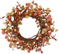 20 Inch Fall Wreath for Front Door Autumn Decor with Orange Eucalyptus Leaves Rustic Thanksgiving Harvest Wreaths Indoor Outdoor Hanging Home Decor by Hometrance