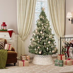 ELYKEN 28 Inch Woven Rattan Christmas Tree Collar, Stylish Seagrass & Water Hyacinth 5-Piece Xmas Tree Skirt for Artificial Trees, Wicker Tree Base Cover with Cord Cut-Out for Home Decor - Image 2